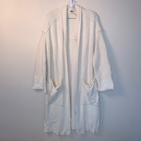 Free People By the Campfire Cardigan Long Sleeve Ivory Oversized S - Picture 1 of 15